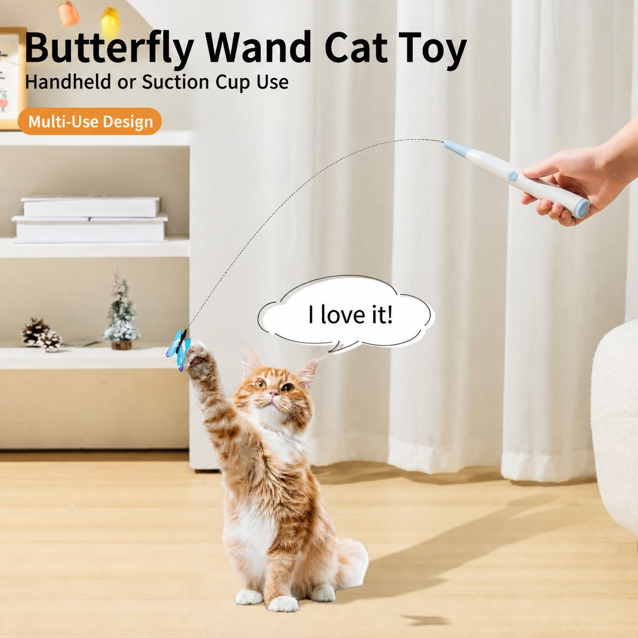 Interactive Butterfly Cat Toy | Self-Playing Wand with Suction Base