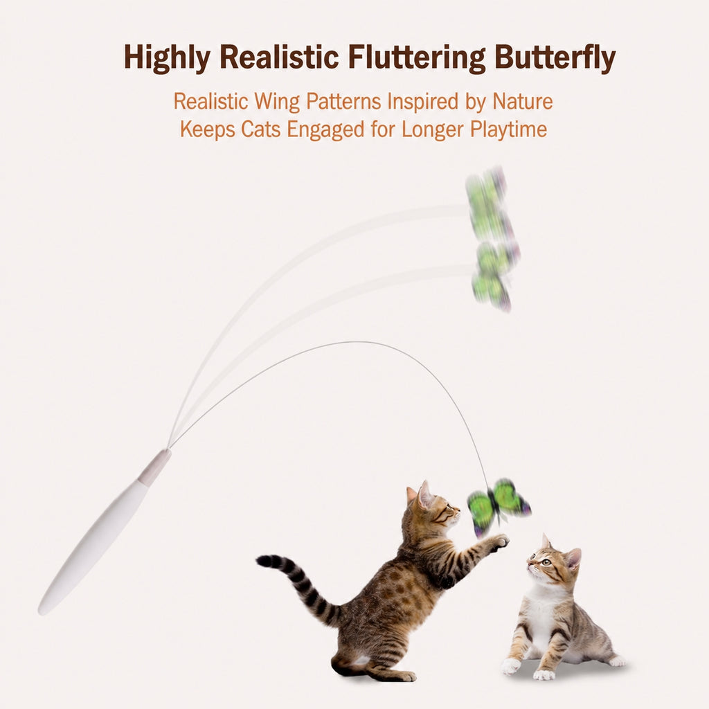 Interactive Butterfly Cat Toy | Self-Playing Wand with Suction Base