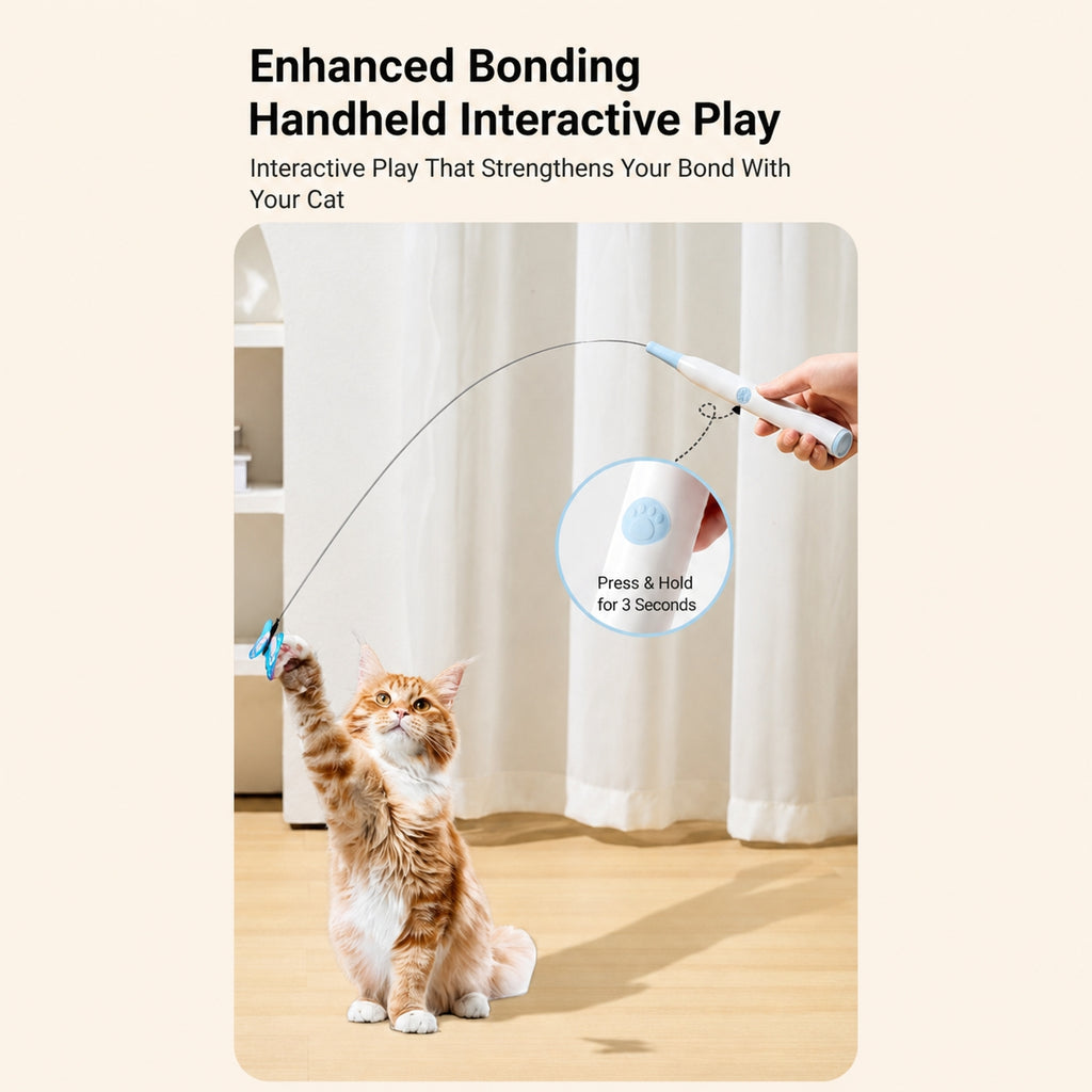 Interactive Butterfly Cat Toy | Self-Playing Wand with Suction Base