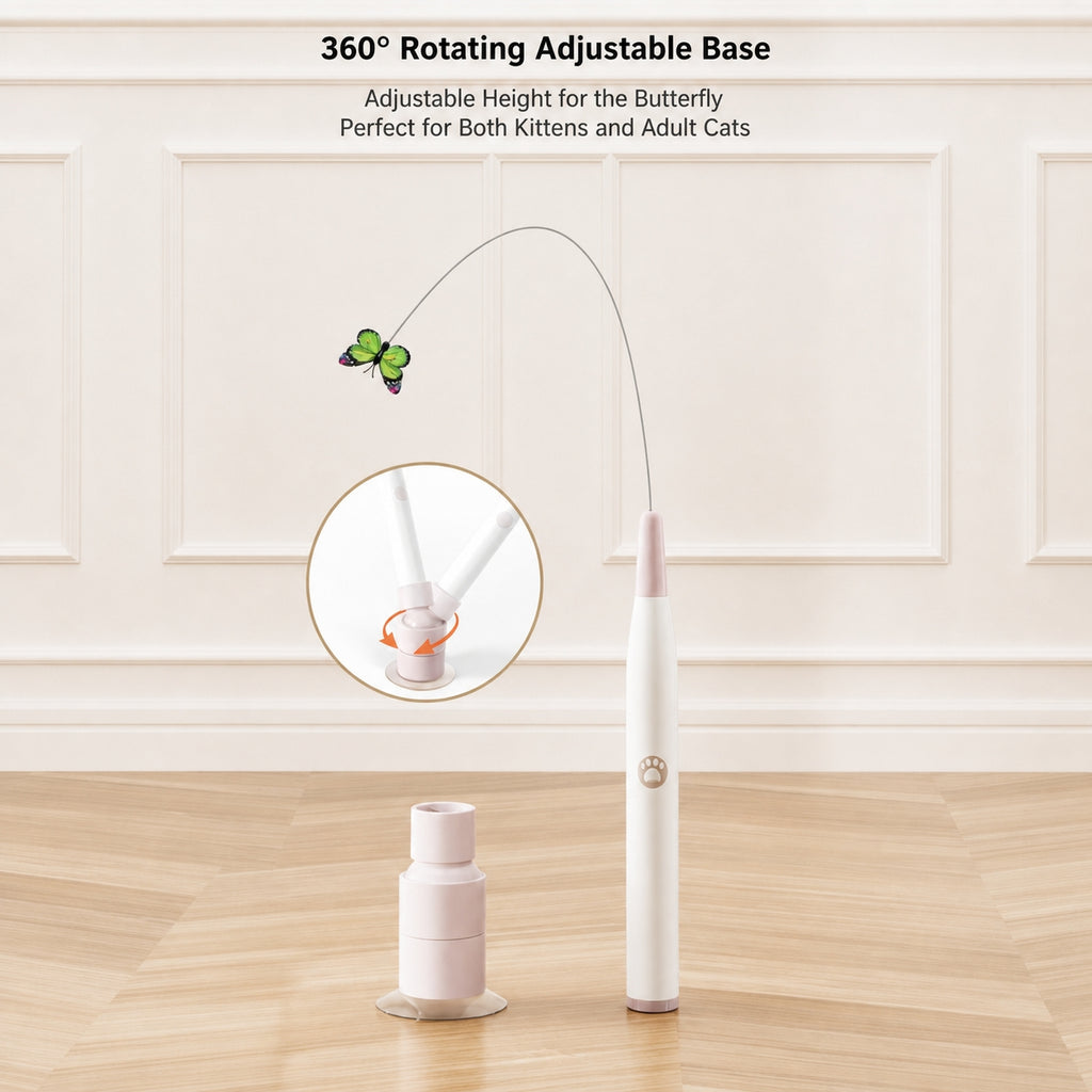 Interactive Butterfly Cat Toy | Self-Playing Wand with Suction Base