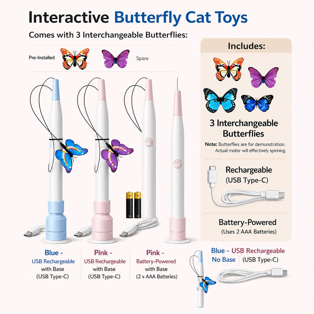 Interactive Butterfly Cat Toy | Self-Playing Wand with Suction Base