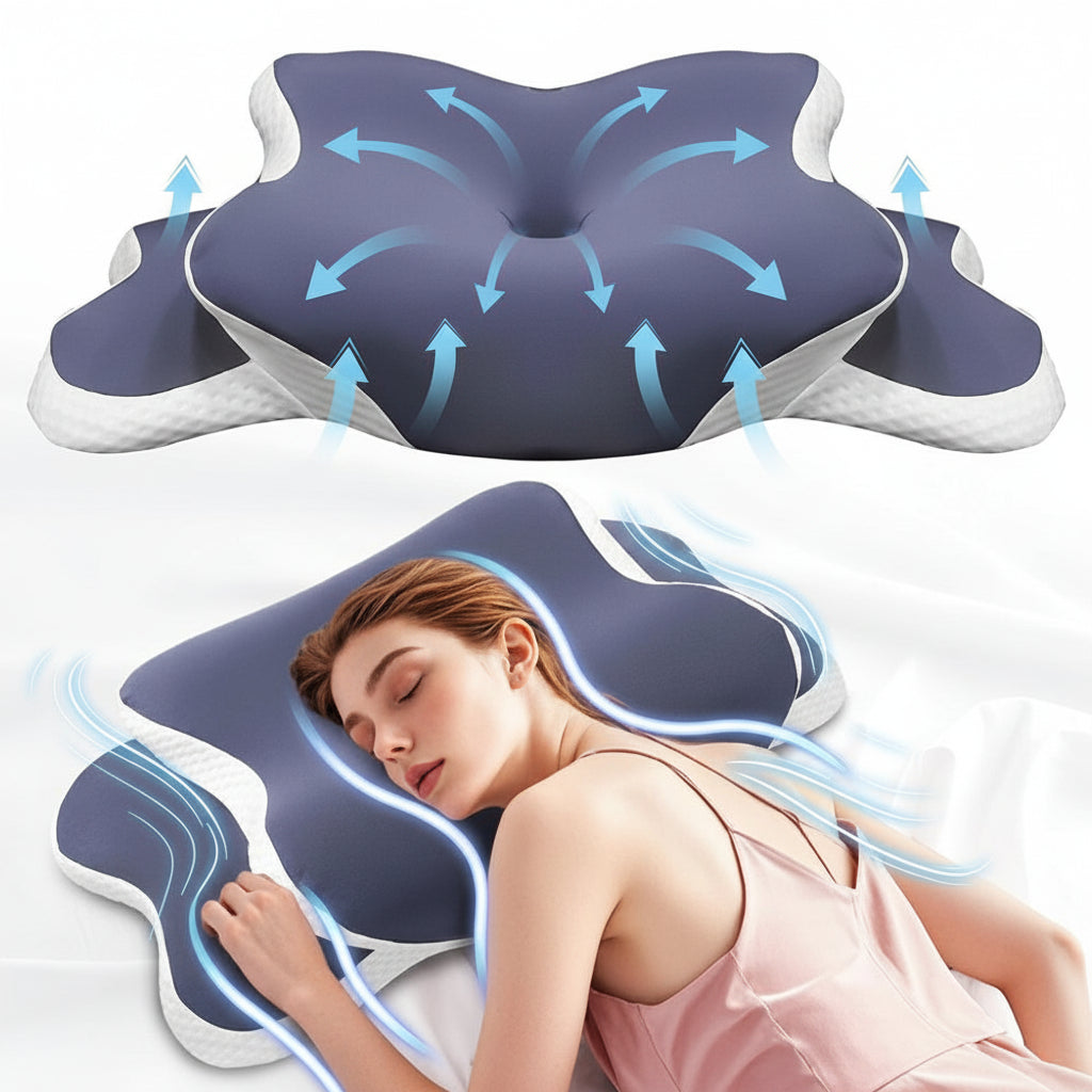 OCPAGA Signature Butterfly Sleep Ritual | Dual-Height Ergonomic Contour Pillow for All Sleep Positions