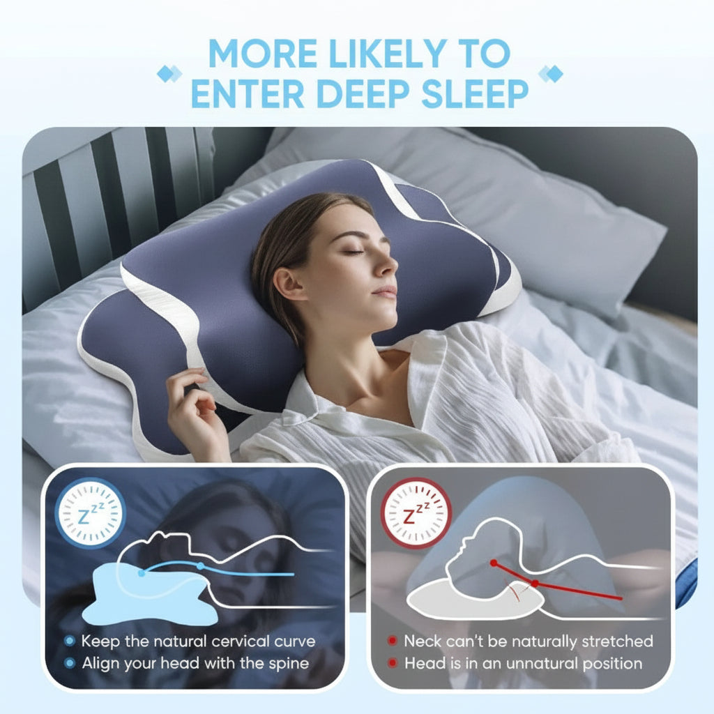 OCPAGA Signature Butterfly Sleep Ritual | Dual-Height Ergonomic Contour Pillow for All Sleep Positions