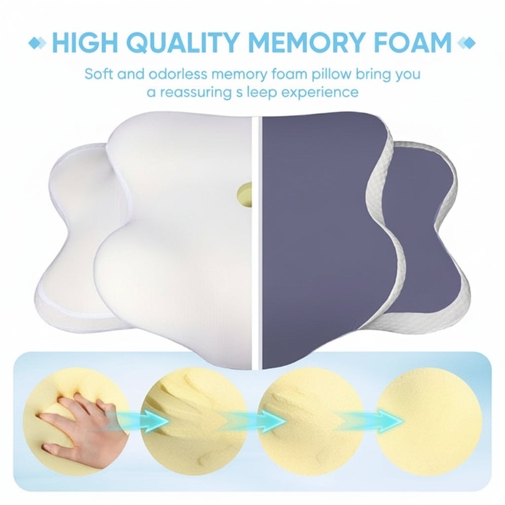 OCPAGA Signature Butterfly Sleep Ritual | Dual-Height Ergonomic Contour Pillow for All Sleep Positions