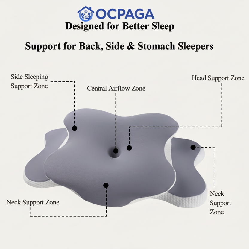 OCPAGA Signature Butterfly Sleep Ritual | Dual-Height Ergonomic Contour Pillow for All Sleep Positions