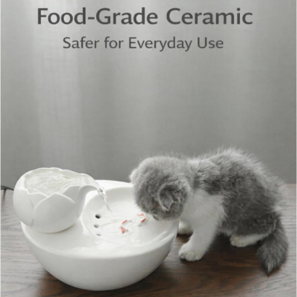 Ceramic Cat Water Fountain | Automatic Circulating, Quiet Pet Drinking Bowl