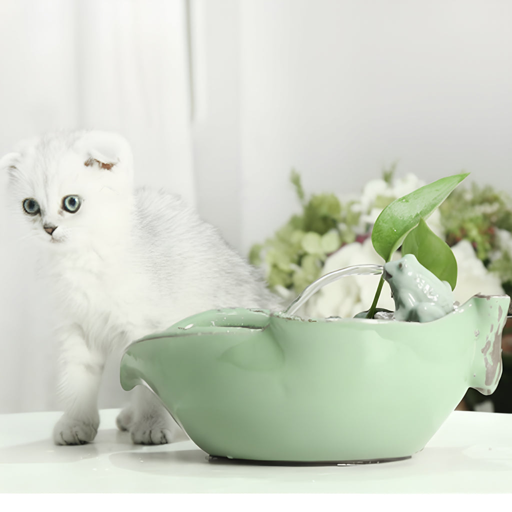 Ceramic Cat Water Fountain | Automatic Circulating, Quiet Pet Drinking Bowl