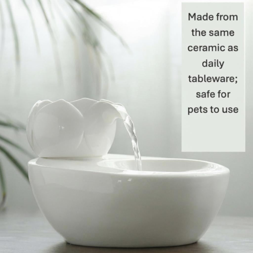 Ceramic Cat Water Fountain | Automatic Circulating, Quiet Pet Drinking Bowl