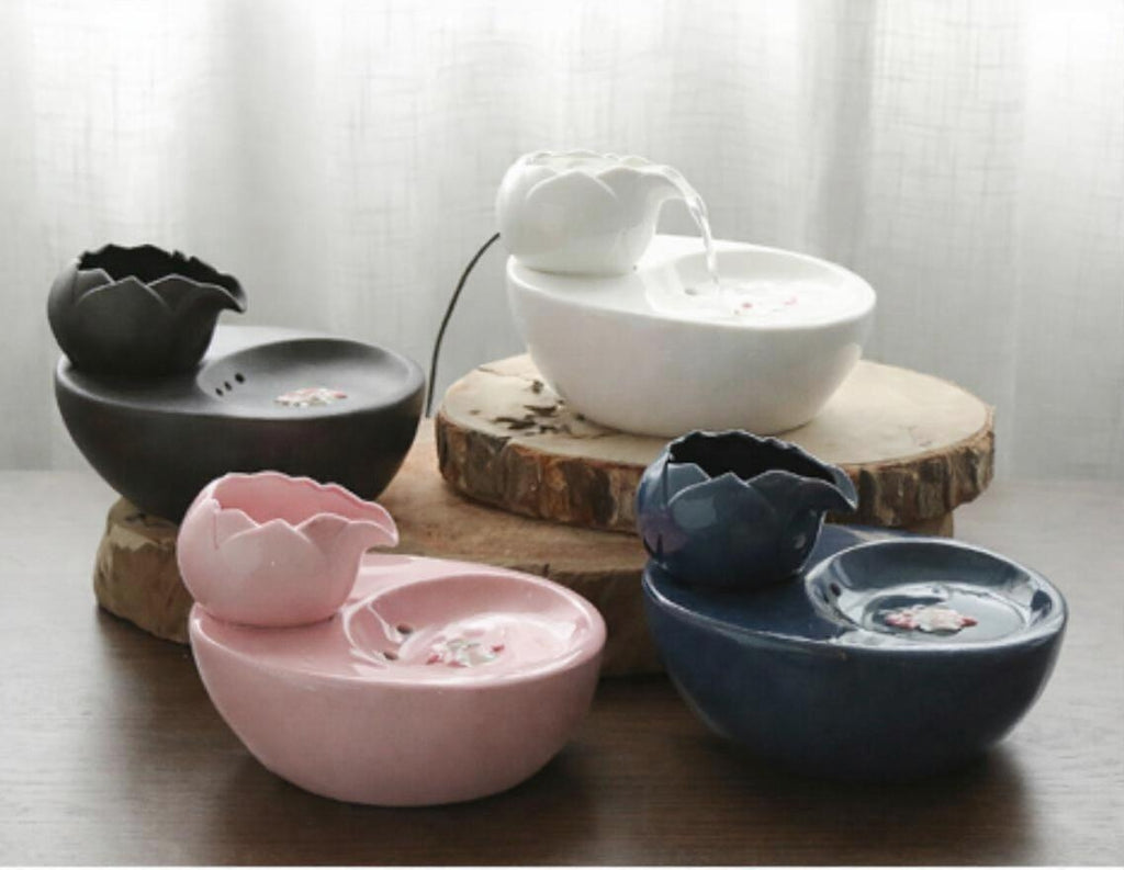 Ceramic Cat Water Fountain | Automatic Circulating, Quiet Pet Drinking Bowl