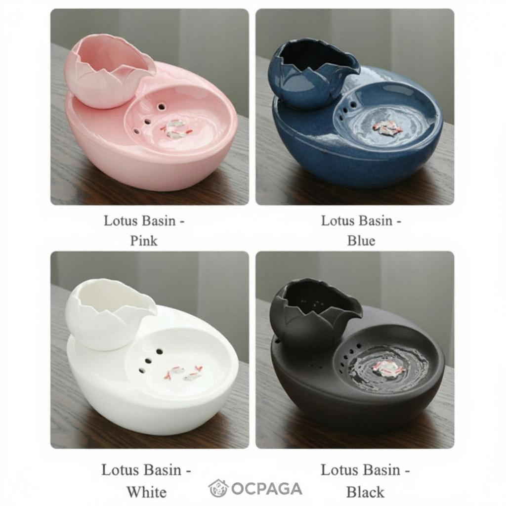 Ceramic Cat Water Fountain | Automatic Circulating, Quiet Pet Drinking Bowl