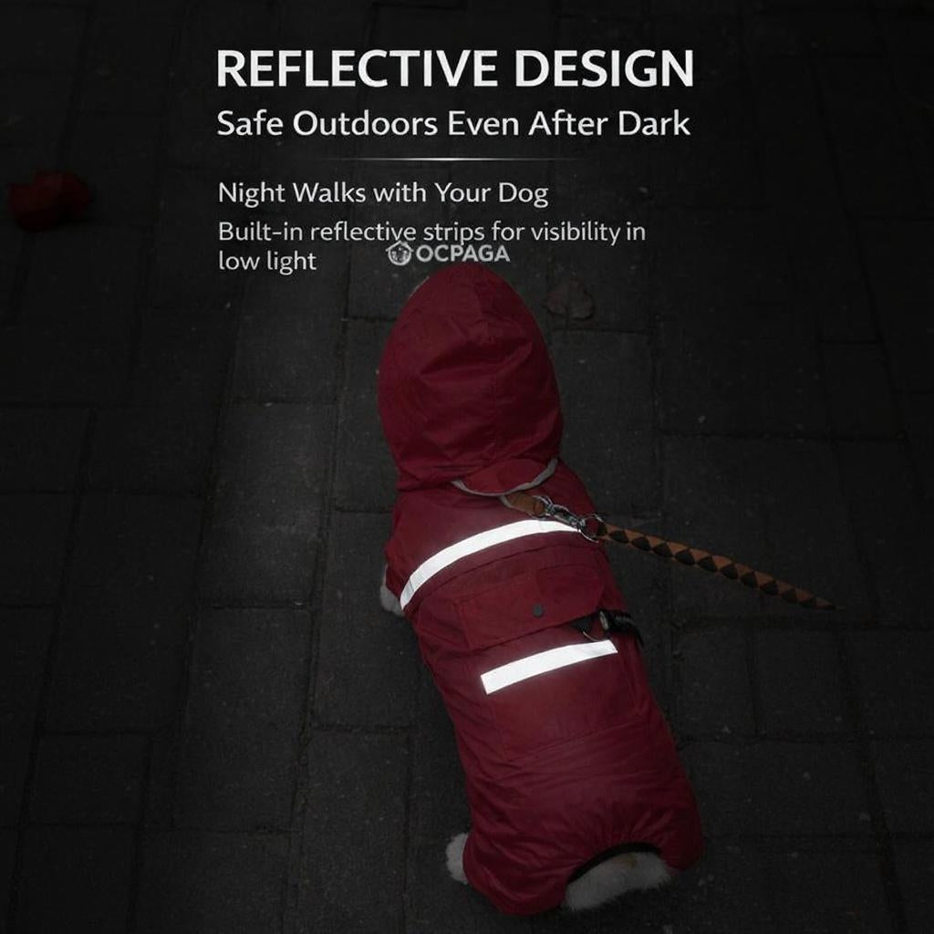 Four-Leg Waterproof Dog Raincoat | Full Cover, Reflective, Clear Visor