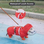 Four-Leg Waterproof Dog Raincoat | Full Cover, Reflective, Clear Visor