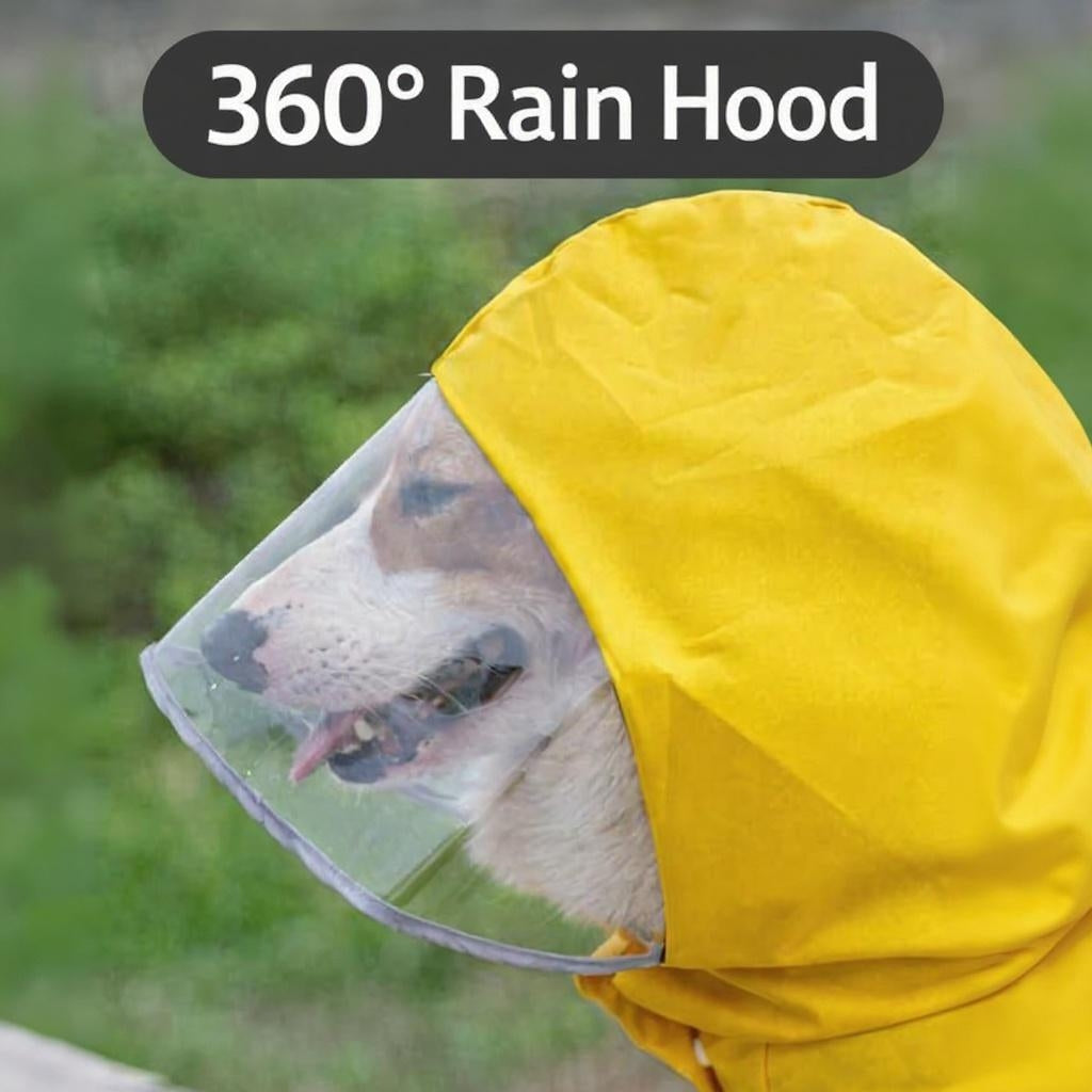 Four-Leg Waterproof Dog Raincoat | Full Cover, Reflective, Clear Visor