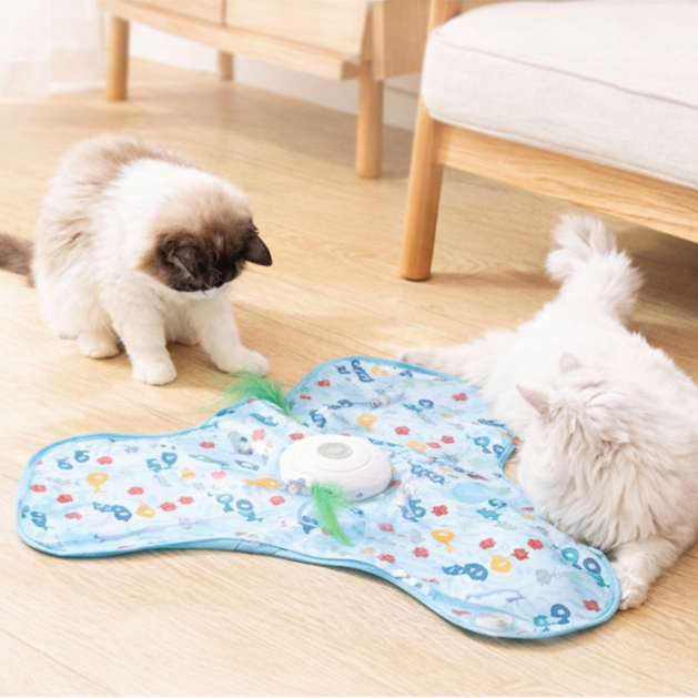 Interactive Hide & Seek Cat Toy | Concealed Feather, Mouse Sounds, USB-C