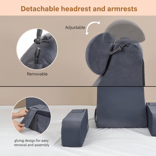 Adjustable Ergonomic Reading & Lounge & Back Support Pillow with Armrests