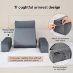 Adjustable Ergonomic Reading & Lounge & Back Support Pillow with Armrests
