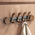 Walnut Suction Door Rear Sliding Coat Hook Hanger | No Drilling Wall Mounted Wooden Organisation Slidable Clothes Hooks Rack