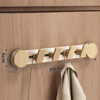 Walnut Suction Door Rear Sliding Coat Hook Hanger | No Drilling Wall Mounted Wooden Organisation Slidable Clothes Hooks Rack