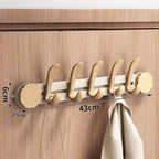 Walnut Suction Door Rear Sliding Coat Hook Hanger | No Drilling Wall Mounted Wooden Organisation Slidable Clothes Hooks Rack
