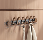 Walnut Suction Door Rear Sliding Coat Hook Hanger | No Drilling Wall Mounted Wooden Organisation Slidable Clothes Hooks Rack