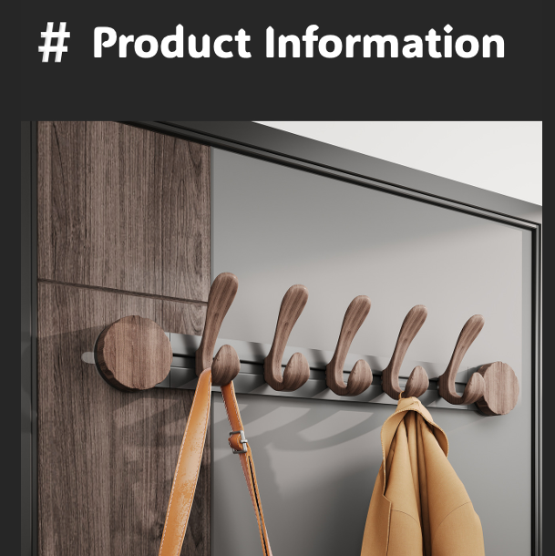 Walnut Suction Door Rear Sliding Coat Hook Hanger | No Drilling Wall Mounted Wooden Organisation Slidable Clothes Hooks Rack