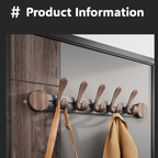 Walnut Suction Door Rear Sliding Coat Hook Hanger | No Drilling Wall Mounted Wooden Organisation Slidable Clothes Hooks Rack