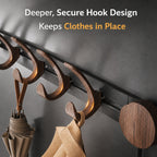 No Drill Wall Hook Rack | Sliding Walnut Hooks, Vacuum Suction Mount