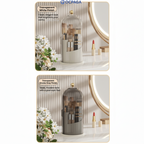 360° Rotating Makeup Brush Organizer with Dustproof Cover