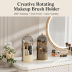 360° Rotating Makeup Brush Organizer | Dustproof & Waterproof Cosmetic Shield