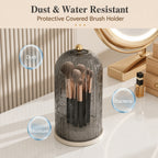 360° Rotating Makeup Brush Organizer | Dustproof & Waterproof Cosmetic Shield