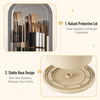 360° Rotating Makeup Brush Organizer | Dustproof & Waterproof Cosmetic Shield