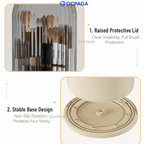360° Rotating Makeup Brush Organizer with Dustproof Cover