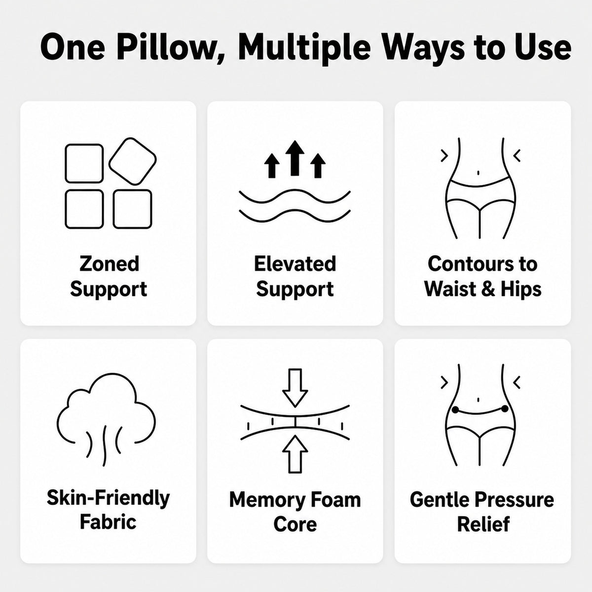 Ergonomic Memory Foam Body Pillow | Multi-Position, Detachable Headrest