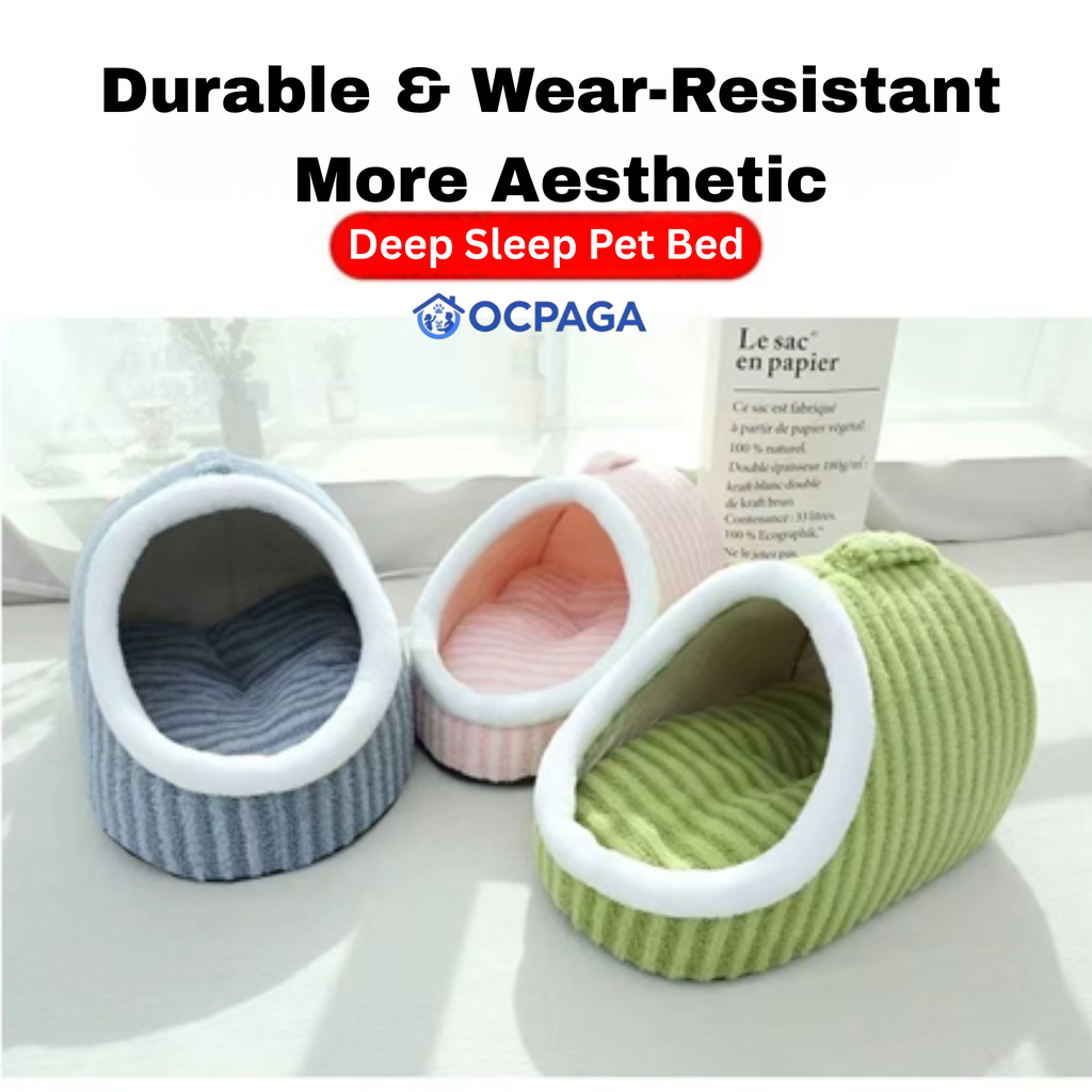 Cozy Cave Pet Bed with handheld