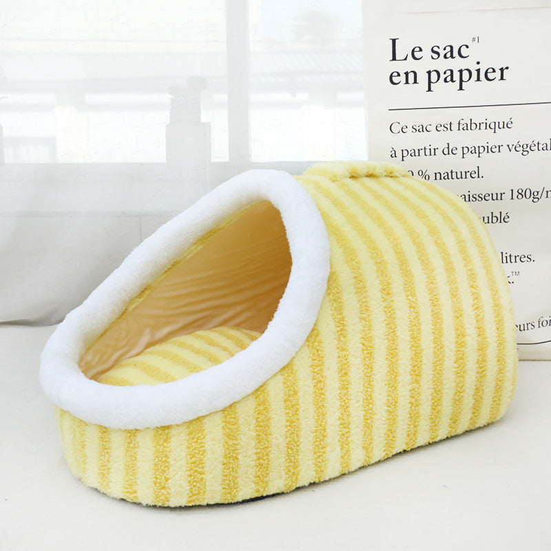 Cozy Cave Pet Bed with handheld