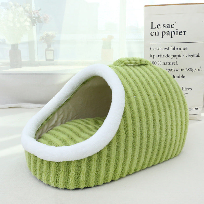 Cozy Cave Pet Bed with handheld