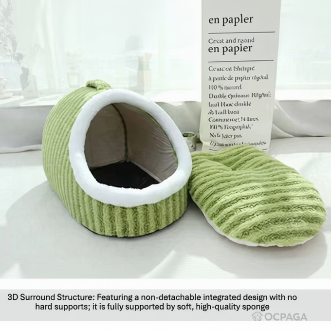 Cozy Cave Pet Bed with handheld