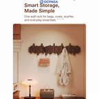 Solid Wood Piano Key Wall Hook Rack・Drill Holes / Non-drill Hole Clothes Hanger