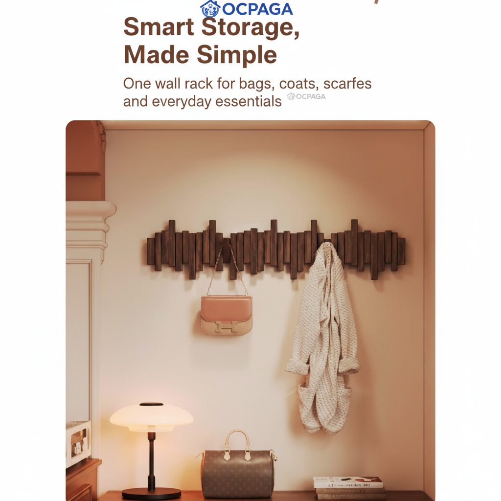 Solid Wood Piano Key Wall Hook Rack・Drill Holes / Non-drill Hole Clothes Hanger