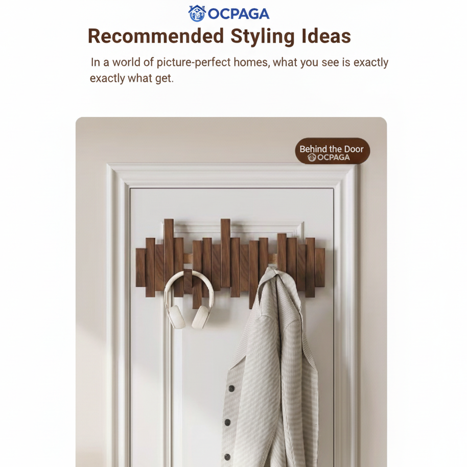 Solid Wood Piano Key Wall Hook Rack・Drill Holes / Non-drill Hole Clothes Hanger