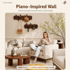 Solid Wood Piano Key Wall Hook Rack | Folding Hooks, No-Drill & Screw Mount