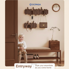 Solid Wood Piano Key Wall Hook Rack・Drill Holes / Non-drill Hole Clothes Hanger