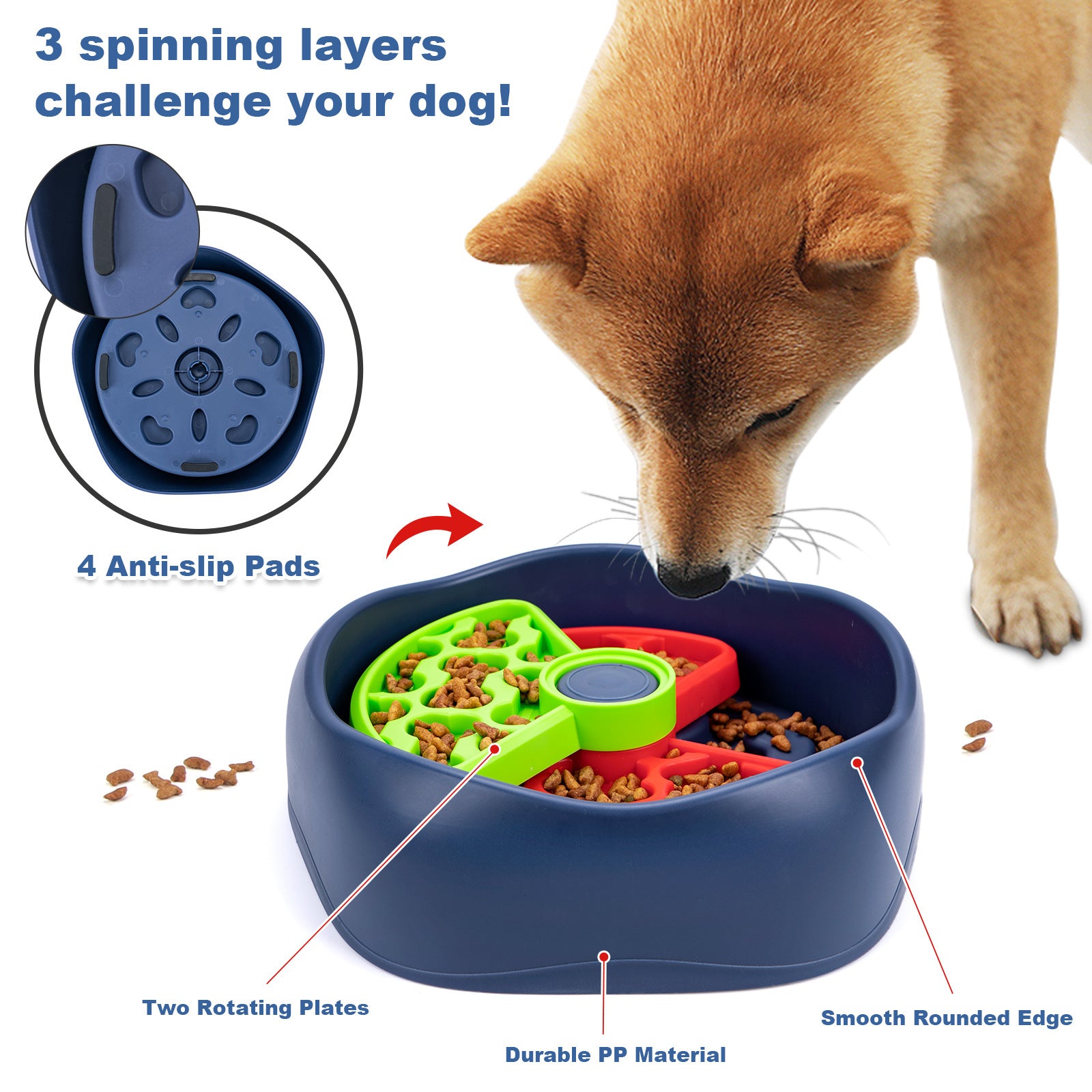 OCPAGA 3-Layer Rotating Puzzle Slow Feeder | Advanced Digestion & Mental Enrichment for Pets