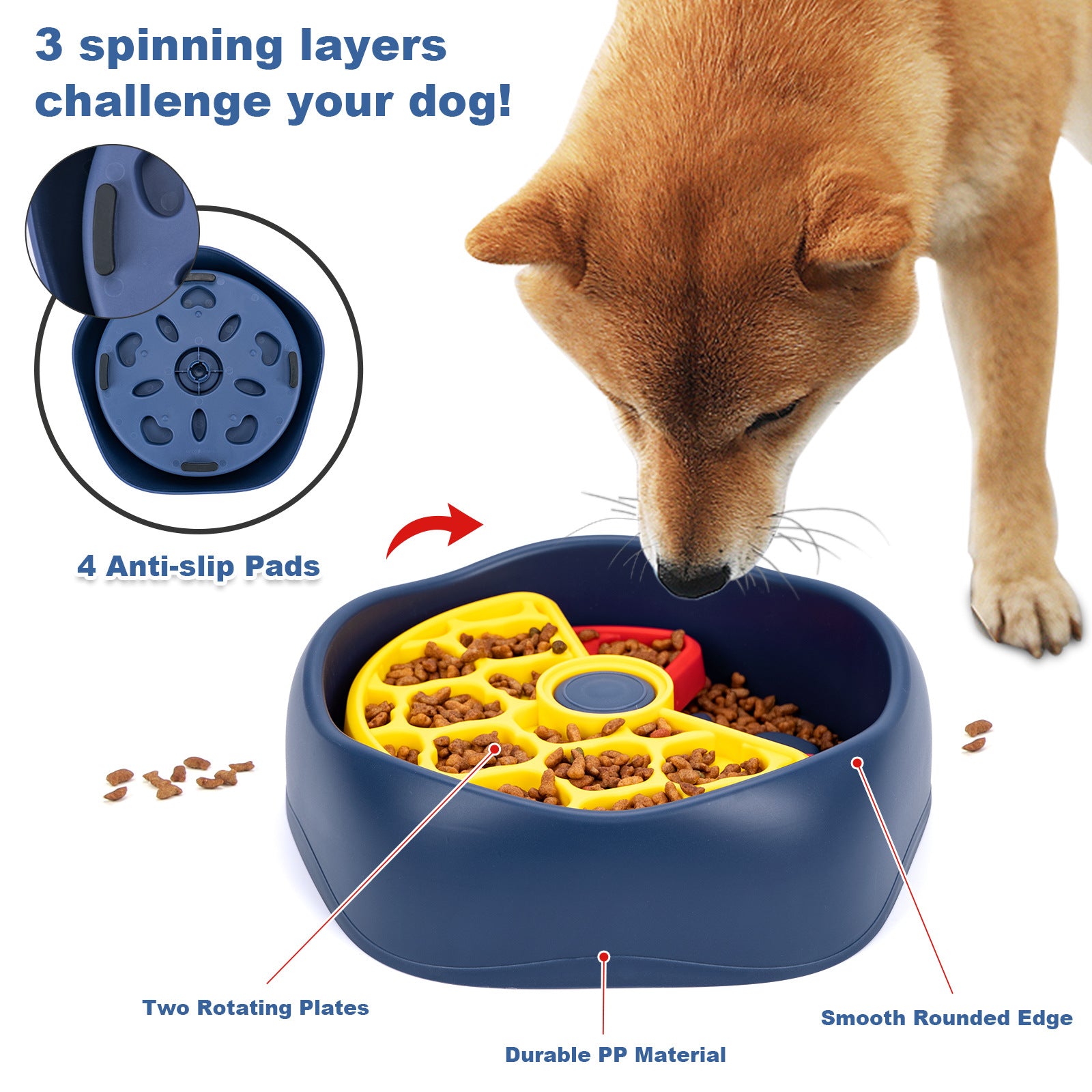 OCPAGA 3-Layer Rotating Puzzle Slow Feeder | Advanced Digestion & Mental Enrichment for Pets