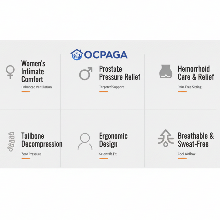 OCPAGA Orthopedic Ergonomic Seat & Back Support Set | Bamboo Charcoal Memory Foam Lumbar & Tailbone Relief