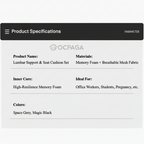 OCPAGA Orthopedic Ergonomic Seat & Back Support Set | Bamboo Charcoal Memory Foam Lumbar & Tailbone Relief