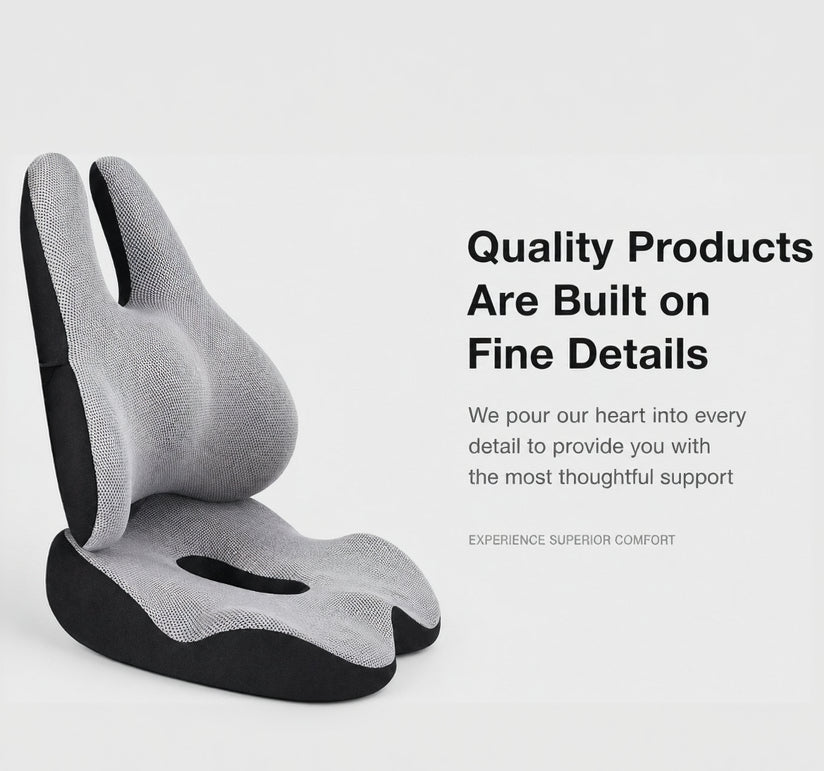 Ergonomic Lumbar Support & Seat Cushion Set | Memory Foam, Anti-Slip