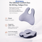 OCPAGA Orthopedic Ergonomic Seat & Back Support Set | Bamboo Charcoal Memory Foam Lumbar & Tailbone Relief