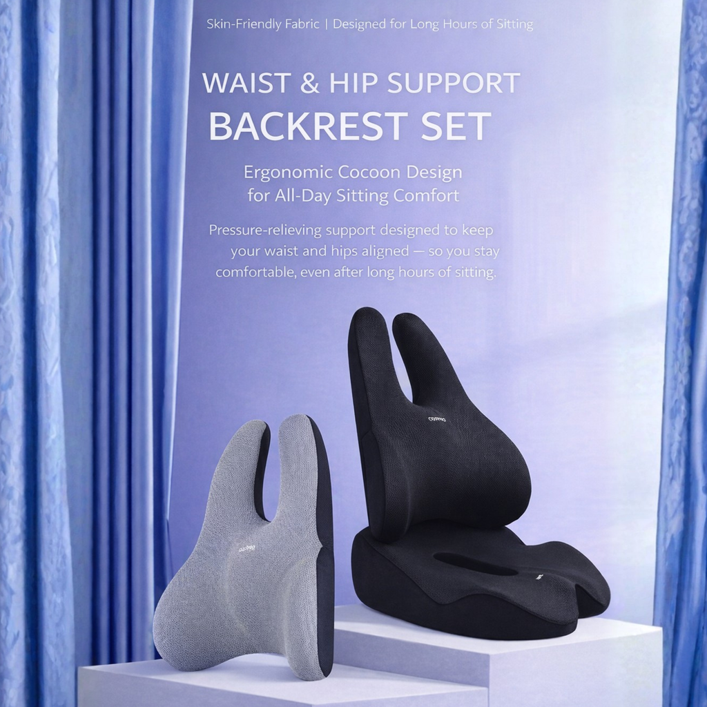 Ergonomic Lumbar Support & Seat Cushion Set | Memory Foam, Anti-Slip