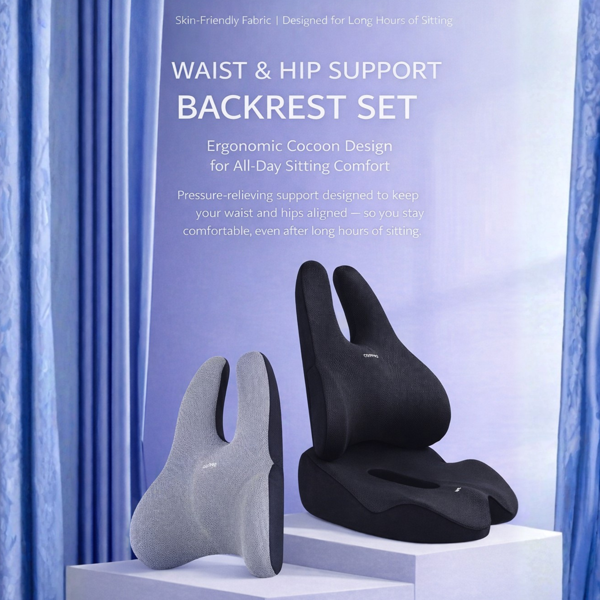 Ergonomic Lumbar Support & Seat Cushion Set | Memory Foam, Anti-Slip